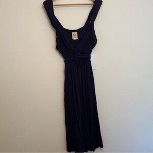 Anthropology Midi Dress Navy Size‎ L Rayon/Spandex